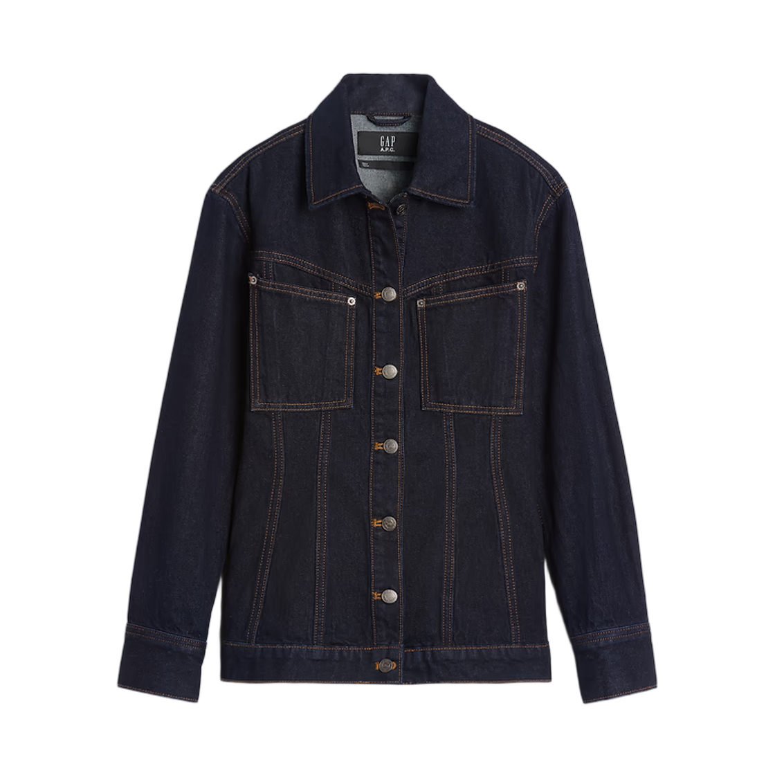 (W) 갭 x 아페쎄 스트럭처드 데님 자켓 린스 시엔느((W) Gap x A.P.C. Structured Denim Jacket Rinse Sienne)