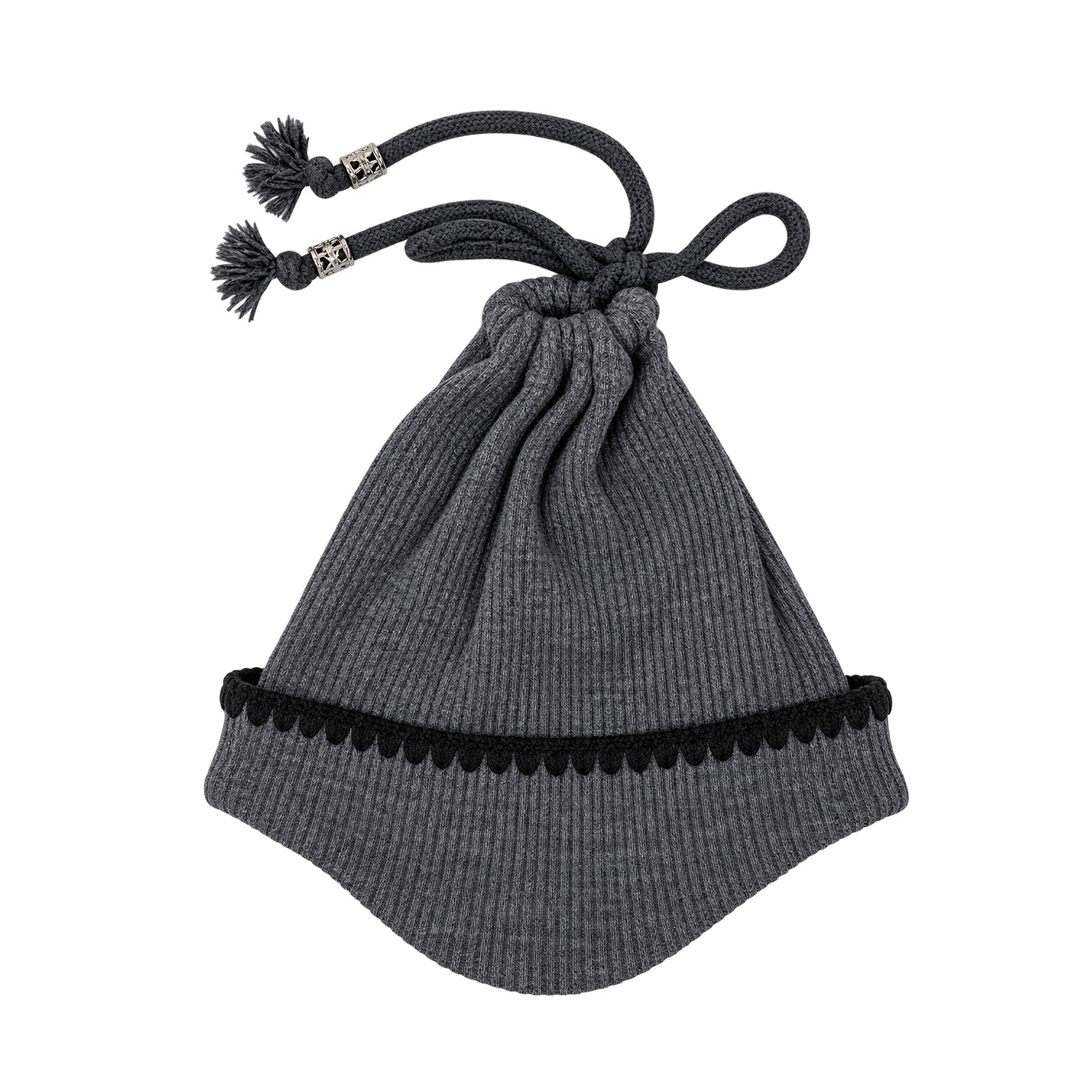 26FWAC01-2 SSERPE Beads String Wool Beanie Melange Grey