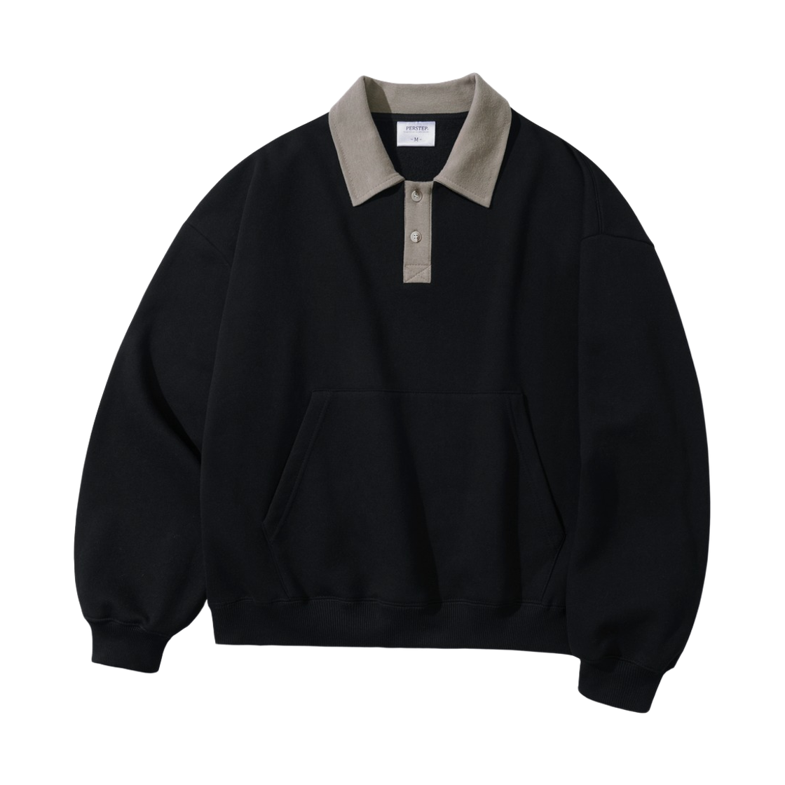 HYMT4526_Black_291 PERSTEP Nomad Two Tone Collar Sweatshirts Black HYMT4526