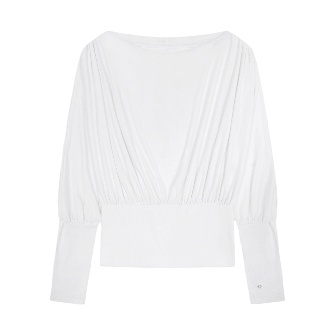 V0726-TP17 Verish EASE FIT Draped Boatneck Long Sleeve Top White