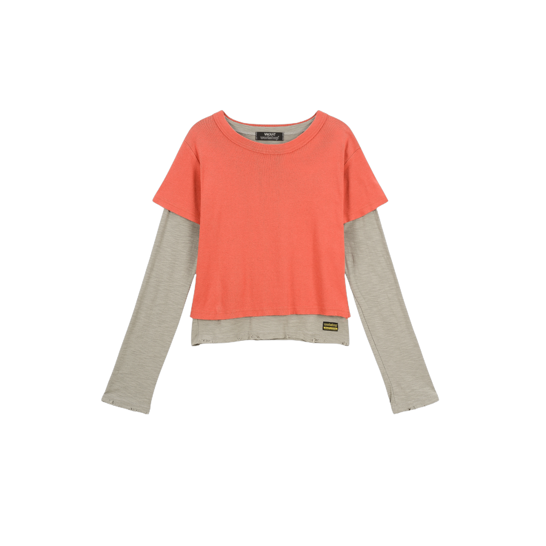 베이컨트 아카이브 여성 워크샵 빈티지 레이어드 티셔츠 세트 (반팔 & 긴팔) 레드(Vacant Archive Women Workshop Vintage Layered T-Shirts Set (Short & Long Sleeve) Red)