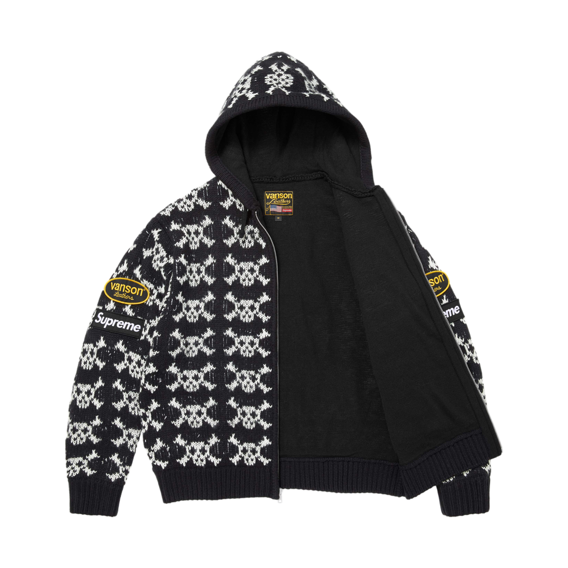 슈프림 x 밴슨 레더스 스컬 집업 후드 스웨터 블랙 - 26FW(Supreme x Vanson Leathers Skull Zip Up Hooded Sweater Black - 26FW) - 3