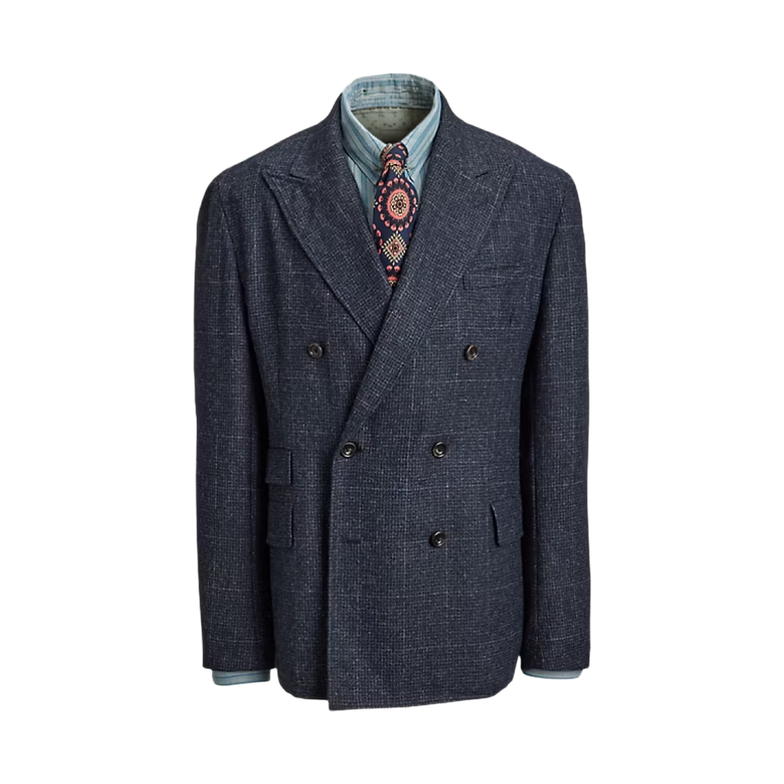 100097746 Double RL Unconstructed Windowpane Sport Coat Vintage Blue Grey