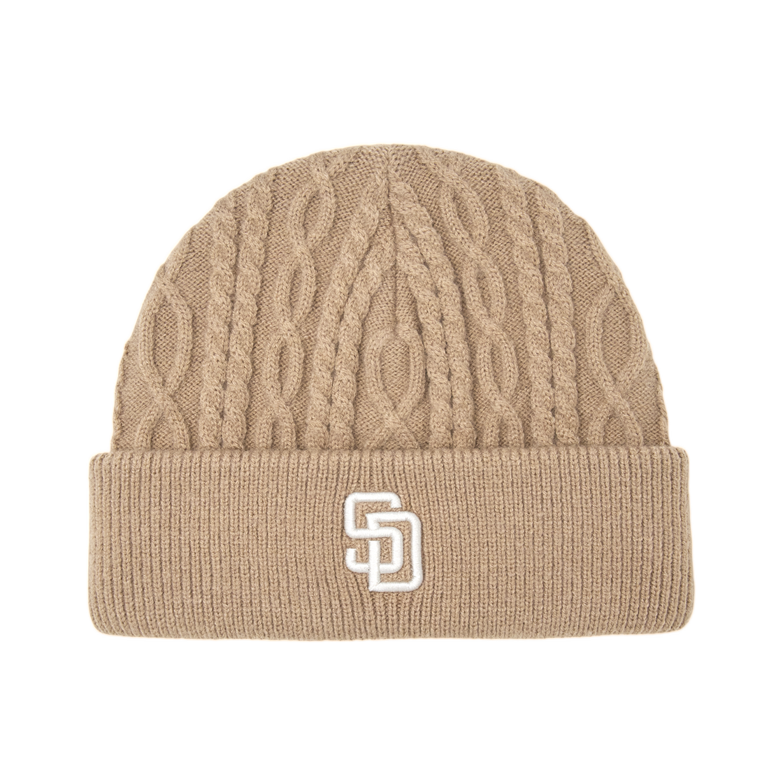 3ABNB1066-13SAD MLB Wool Blend Cable Beanie San Diego Padres Light Beige
