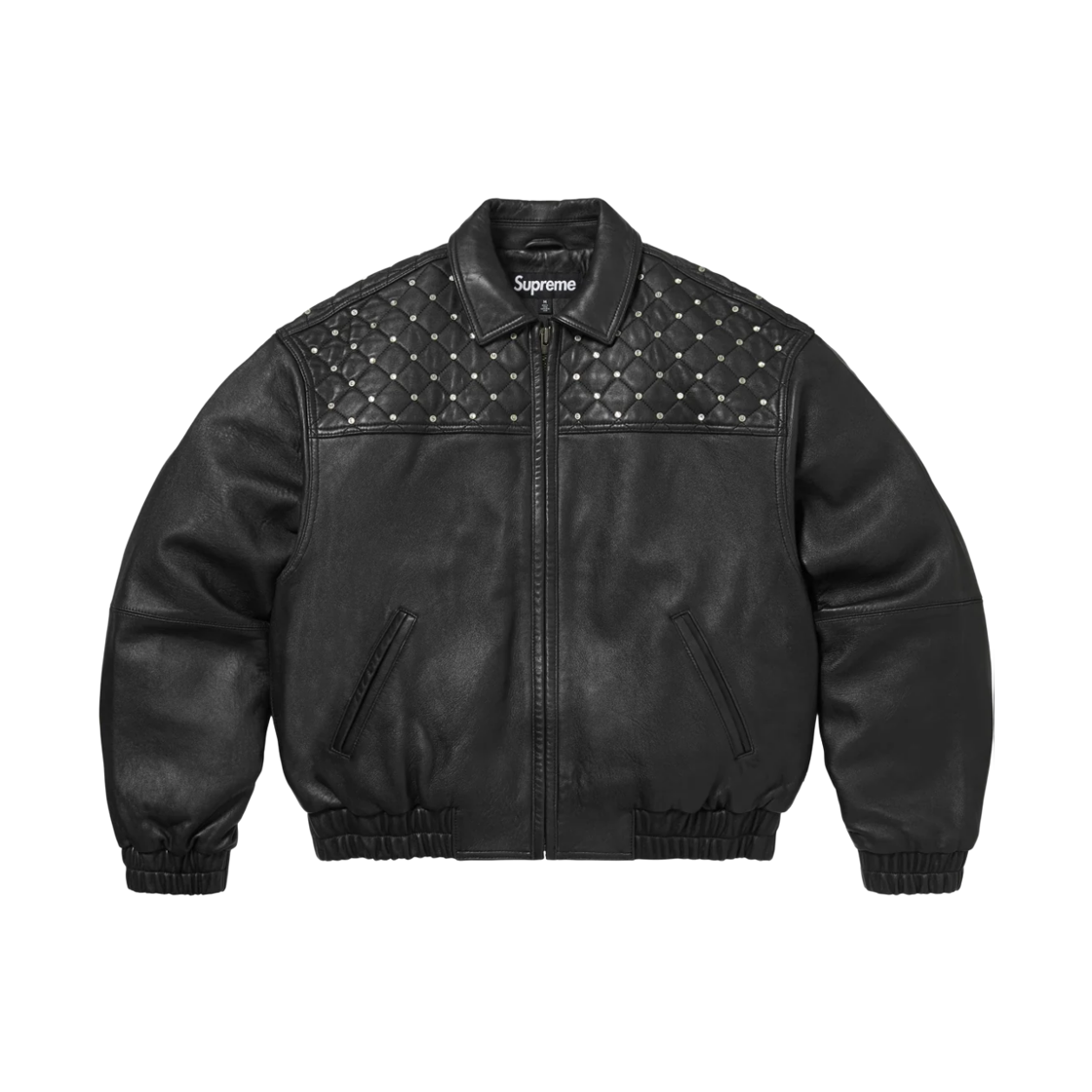 - Supreme Swarovski Studded Quilted Leather Jacket Black - 26FW