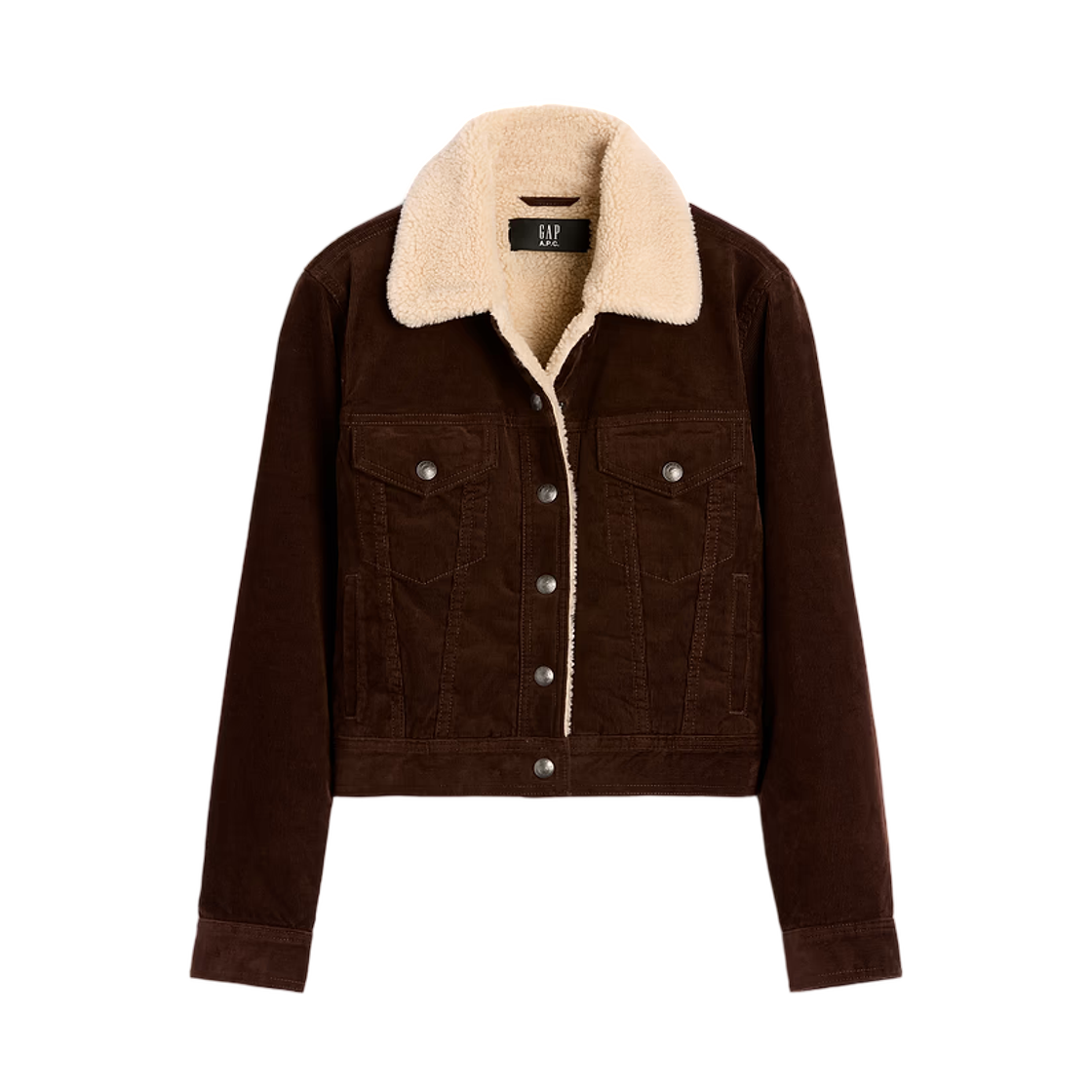 (W) 갭 x 아페쎄 아이콘 코듀로이 크롭 자켓 우드지 브라운((W) Gap x A.P.C. Icon Corduroy Crop Jacket Woodsy Brown)