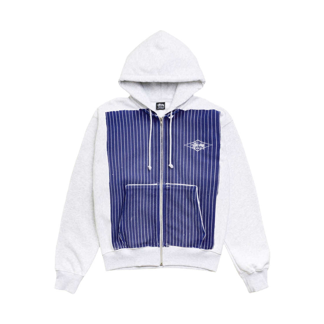 1975220 Stussy Printed Pattern Zip Hoodie Blue Pinstripe