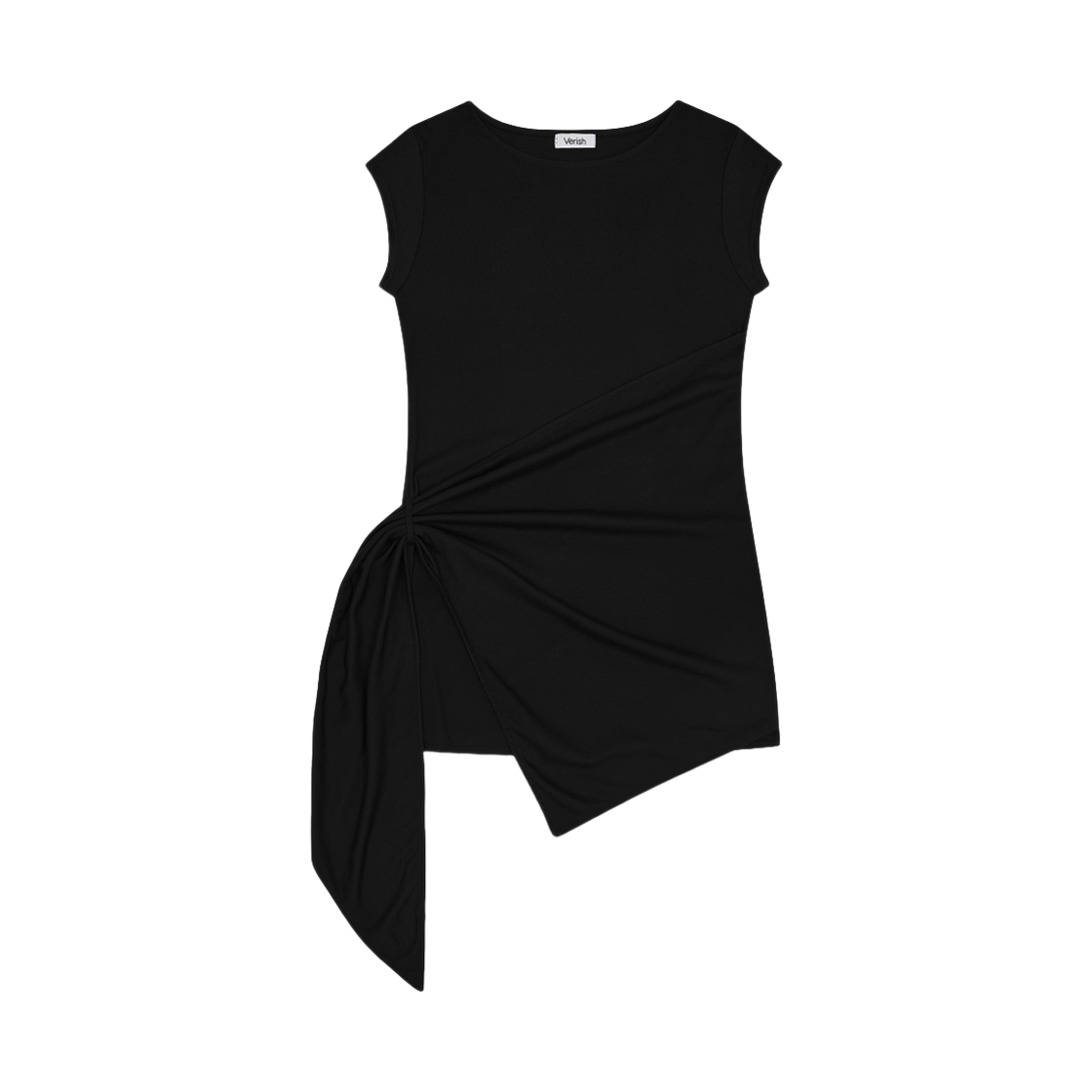 베리시 이즈핏 드레이프 숏슬리브 탑 블랙(Verish EASE FIT Draped Short Sleeve Top Black) - 1