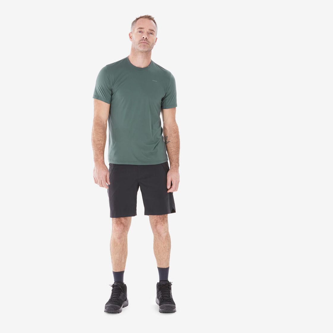 데카트론 남성 등산 반팔 티 MH100 스모크 그린(Decathlon Men's Hiking Short Sleeve T-Shirt MH100 Smoke Green) - 4