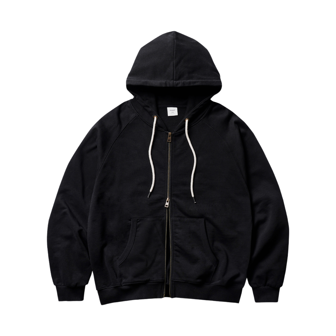 ISHD4738_black_29 PERSTEP Round Cut Heavy Cotton Hoodie Zipup Black ISHD4738