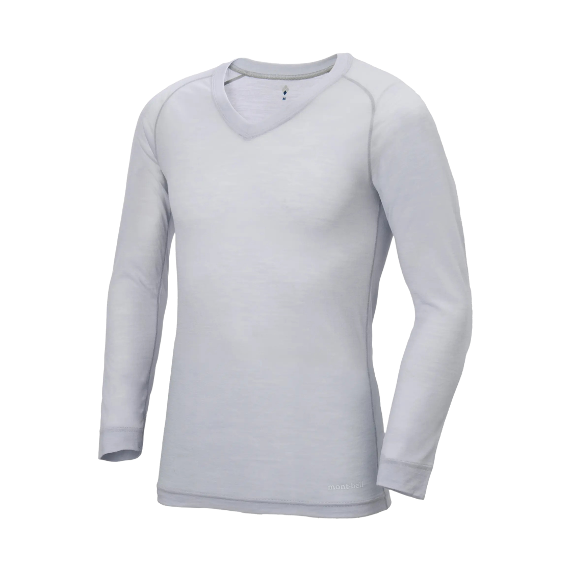 1107860 Montbell Super Merino Wool Light Weight V-Neck Shirt Light Gray