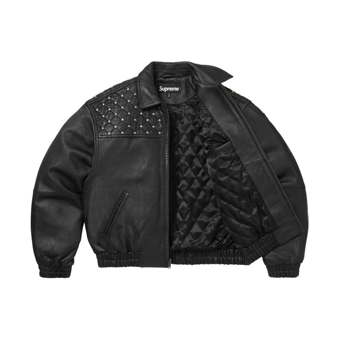 슈프림 스와로브스키 스터드 퀼티드 레더 자켓 블랙 - 26FW(Supreme Swarovski Studded Quilted Leather Jacket Black - 26FW) - 3