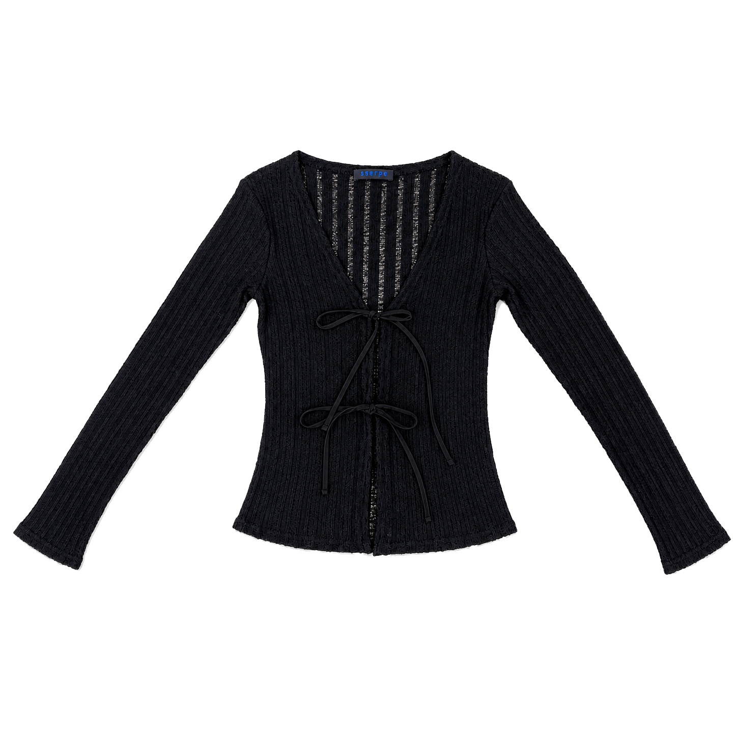 26FWCD01 SSERPE Destroyed Knit String Cardigan Black