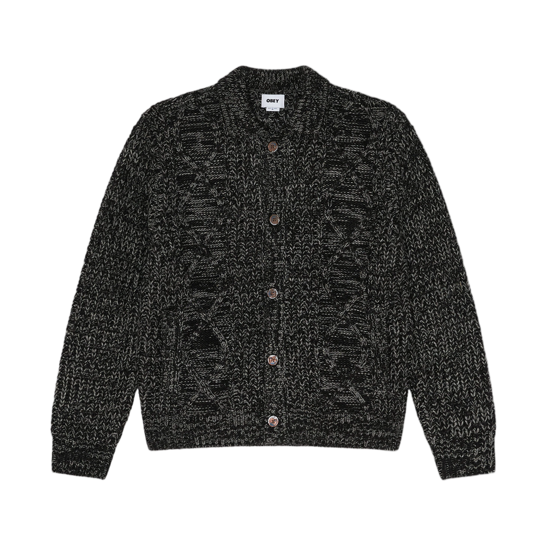 151010048 Obey Isar Button Up Sweater Charcoal Multi