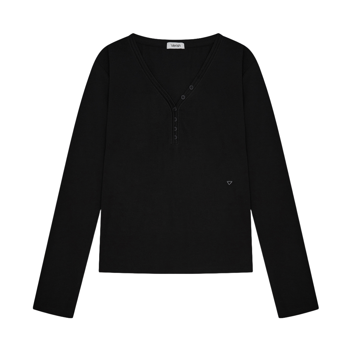 V0726-TP18 Verish EASE FIT Deep V Henley T-Shirt Black