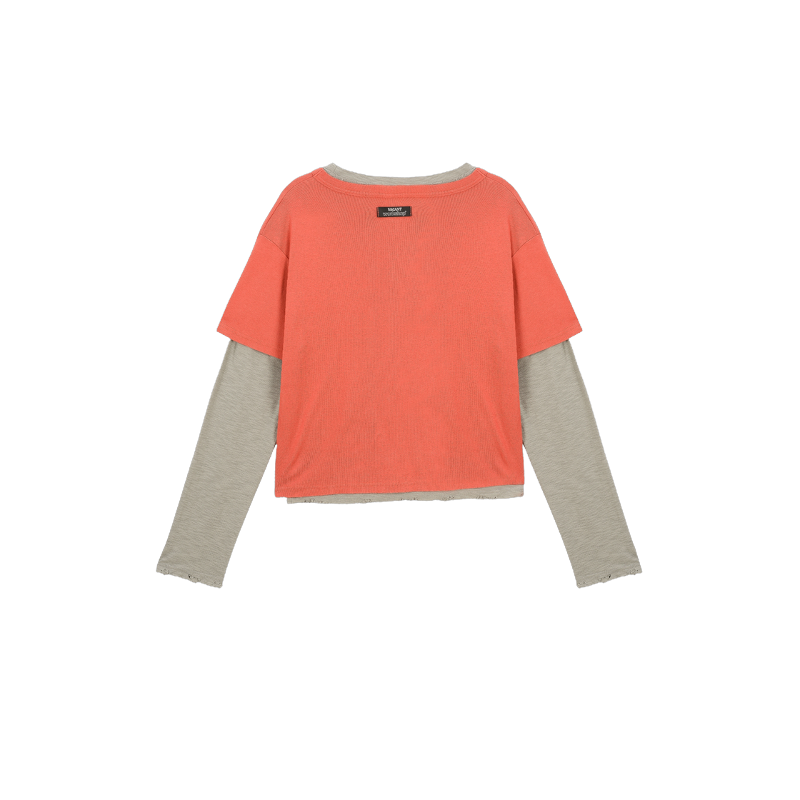 베이컨트 아카이브 남성 워크샵 빈티지 레이어드 티셔츠 세트 (반팔 & 긴팔) 레드(Vacant Archive Men Workshop Vintage Layered T-Shirts Set (Short & Long Sleeve) Red) - 2