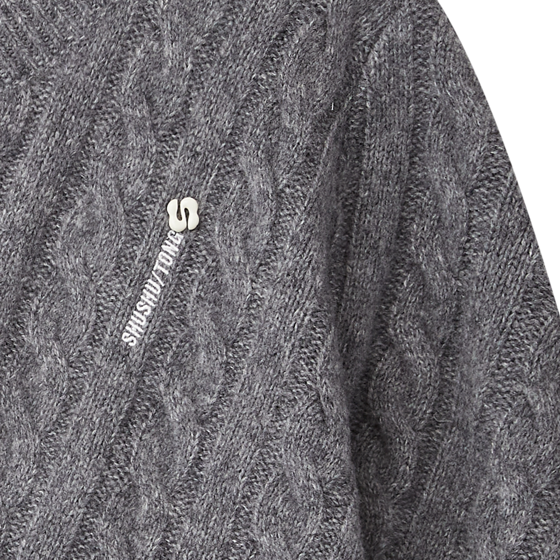 슈슈통 우먼 케이블 니트 가디건 그레이 - 26FW(Shushu/Tong Women Cable Knit Cardigan Grey - 26FW) - 4