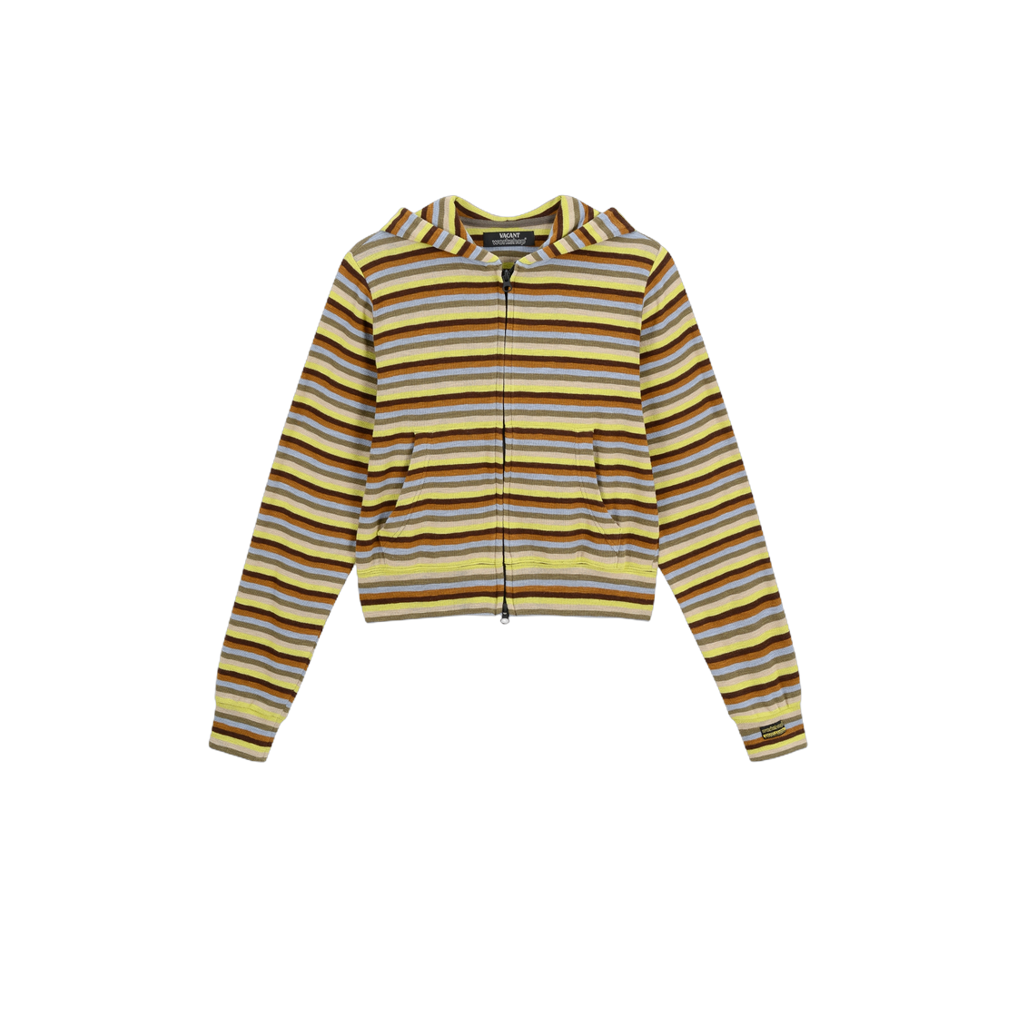 WWK63JHD001GNQQ Vacant Archive Women Workshop Multi Striped Slim Hoodie Zip-Up Green