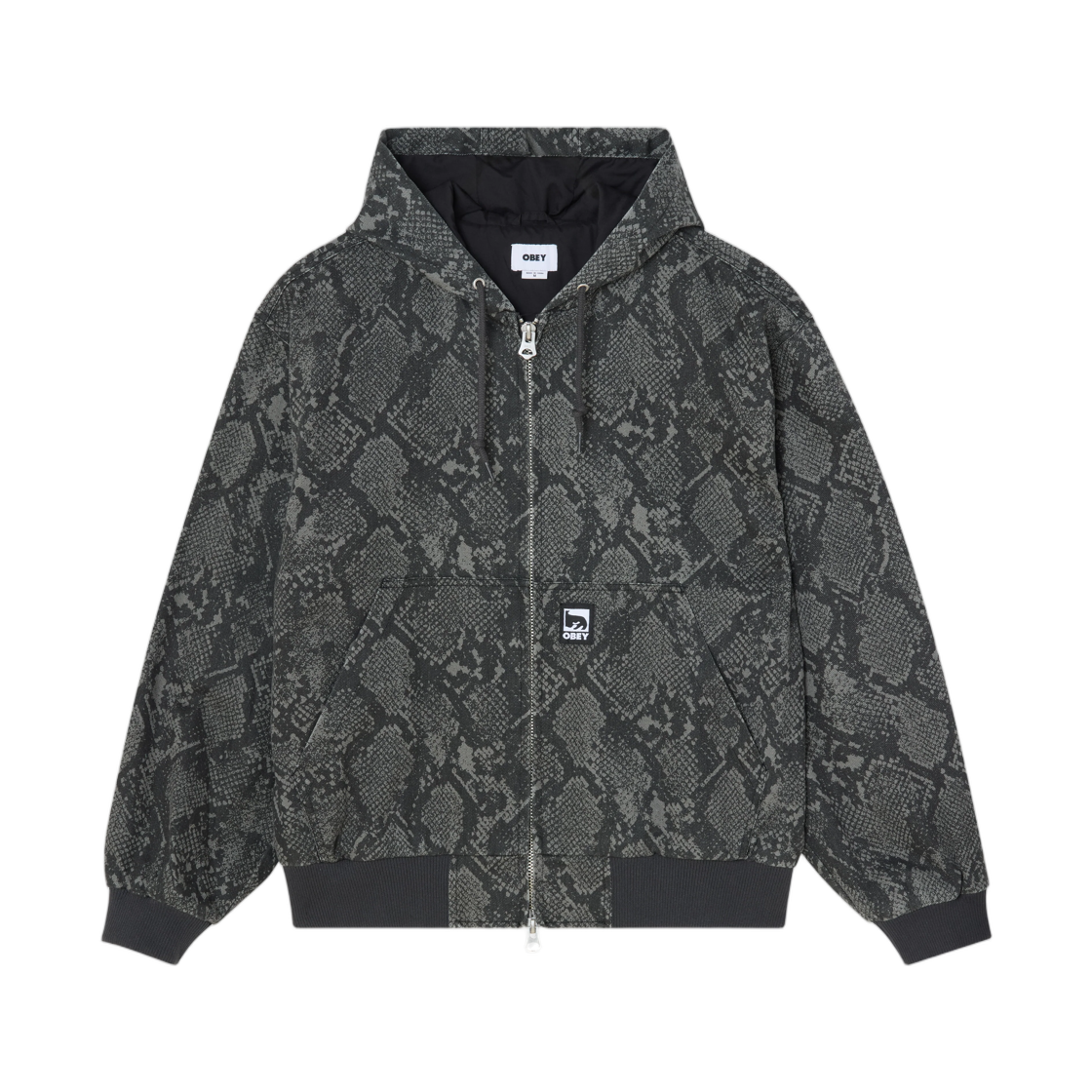 121800593 Obey Glen Zip Up Jacket Grey Snake