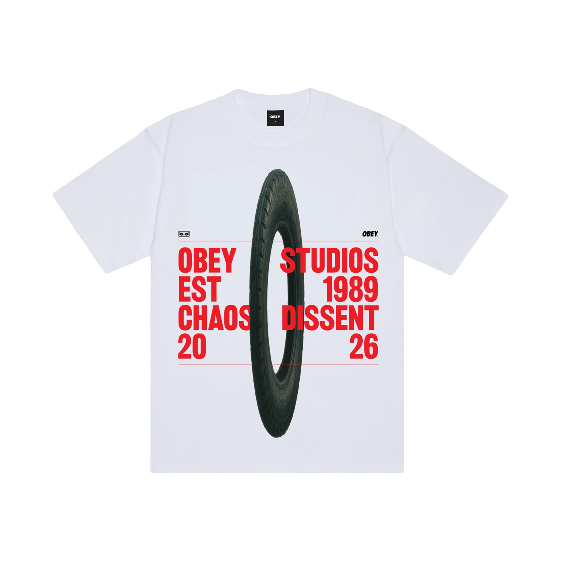 168024460 Obey Studios Chaos Dissent Heavyweight T-Shirt White