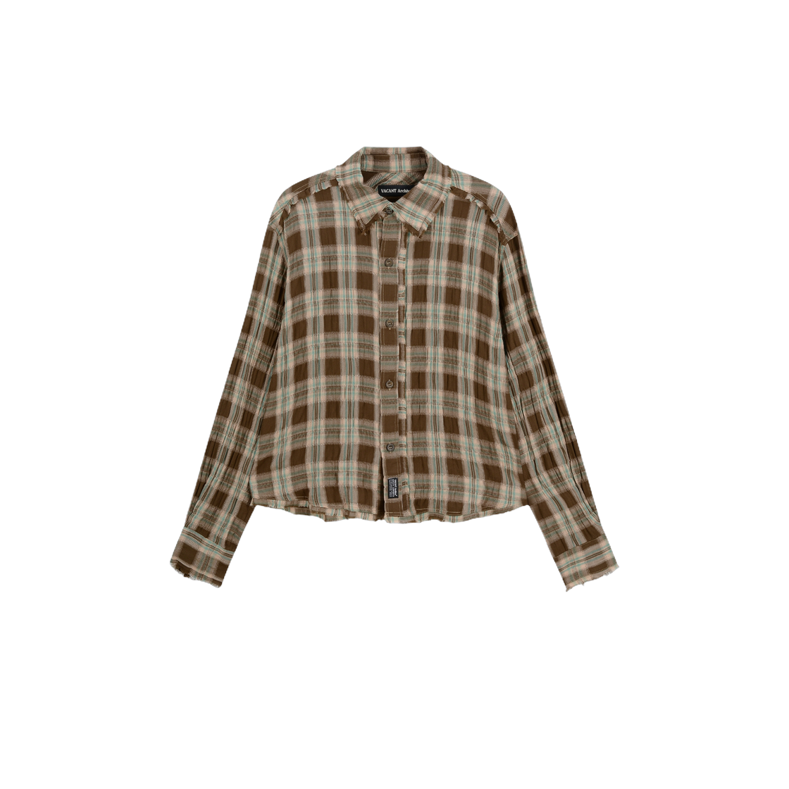 베이컨트 아카이브 딘 로우 컷 체크 셔츠 브라운(Vacant Archive Dean Raw Cut Check Shirt Brown)