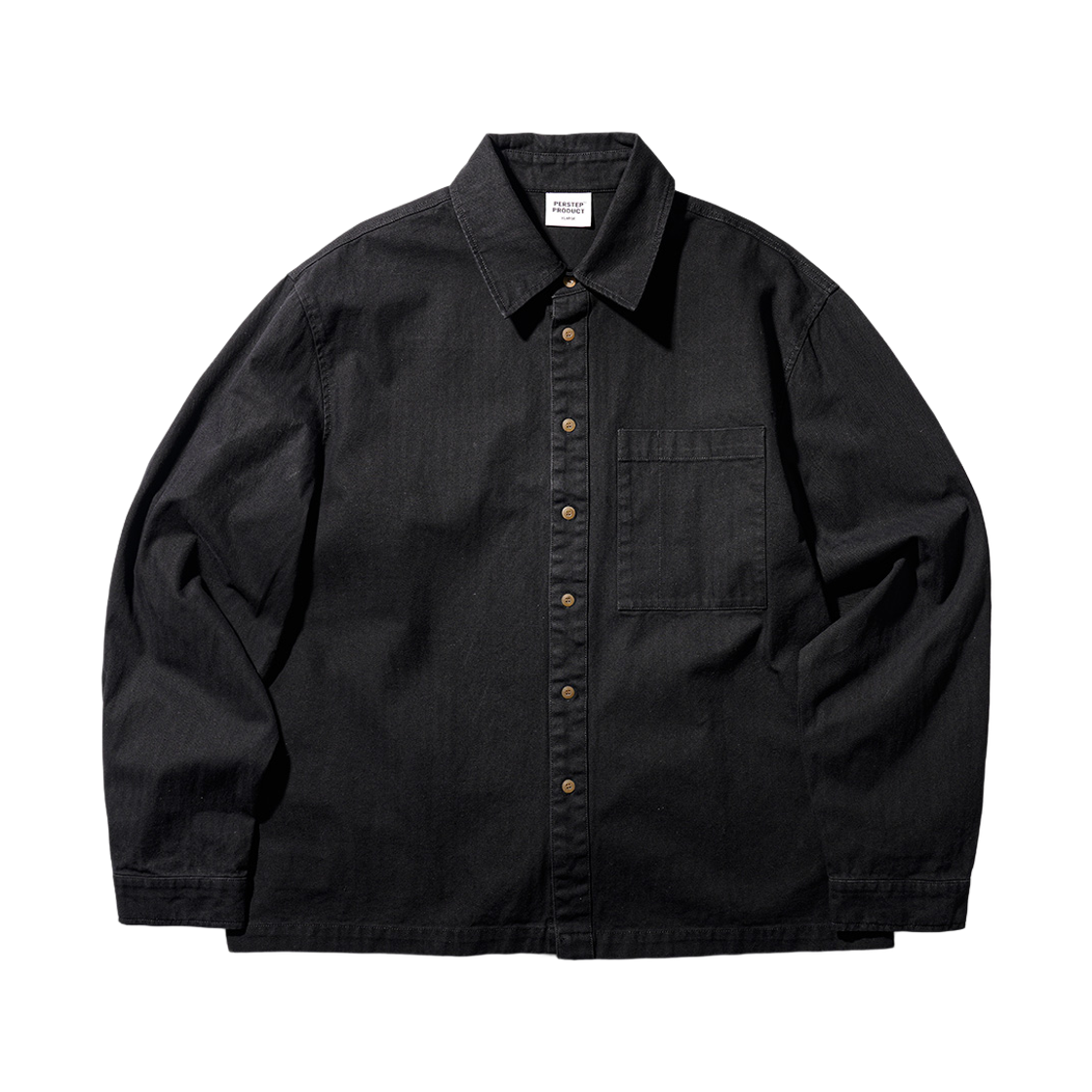 SMLS4677_Black_291 PERSTEP Herringbone Twill Field Shirt Black SMLS4677