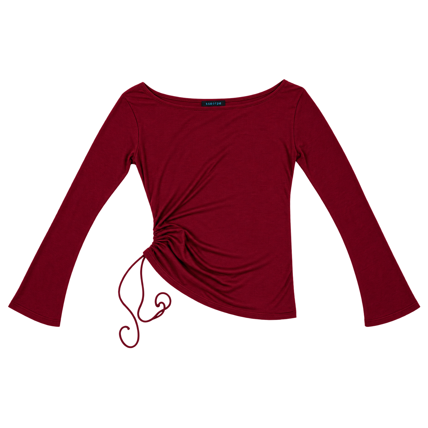 쎄르페 어저스터블 셔링 오프숄더 울 티셔츠 레드(SSERPE Adjustable Shirring Off Shoulder Wool T Shirts Red)