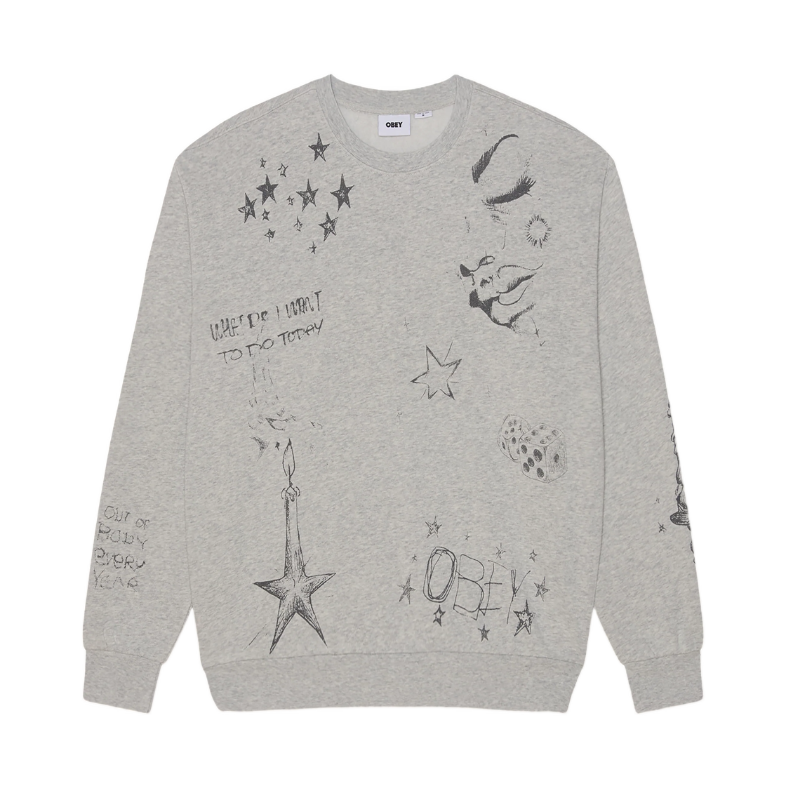 111600108 Obey Dreams Crewneck Dusty Ash Grey
