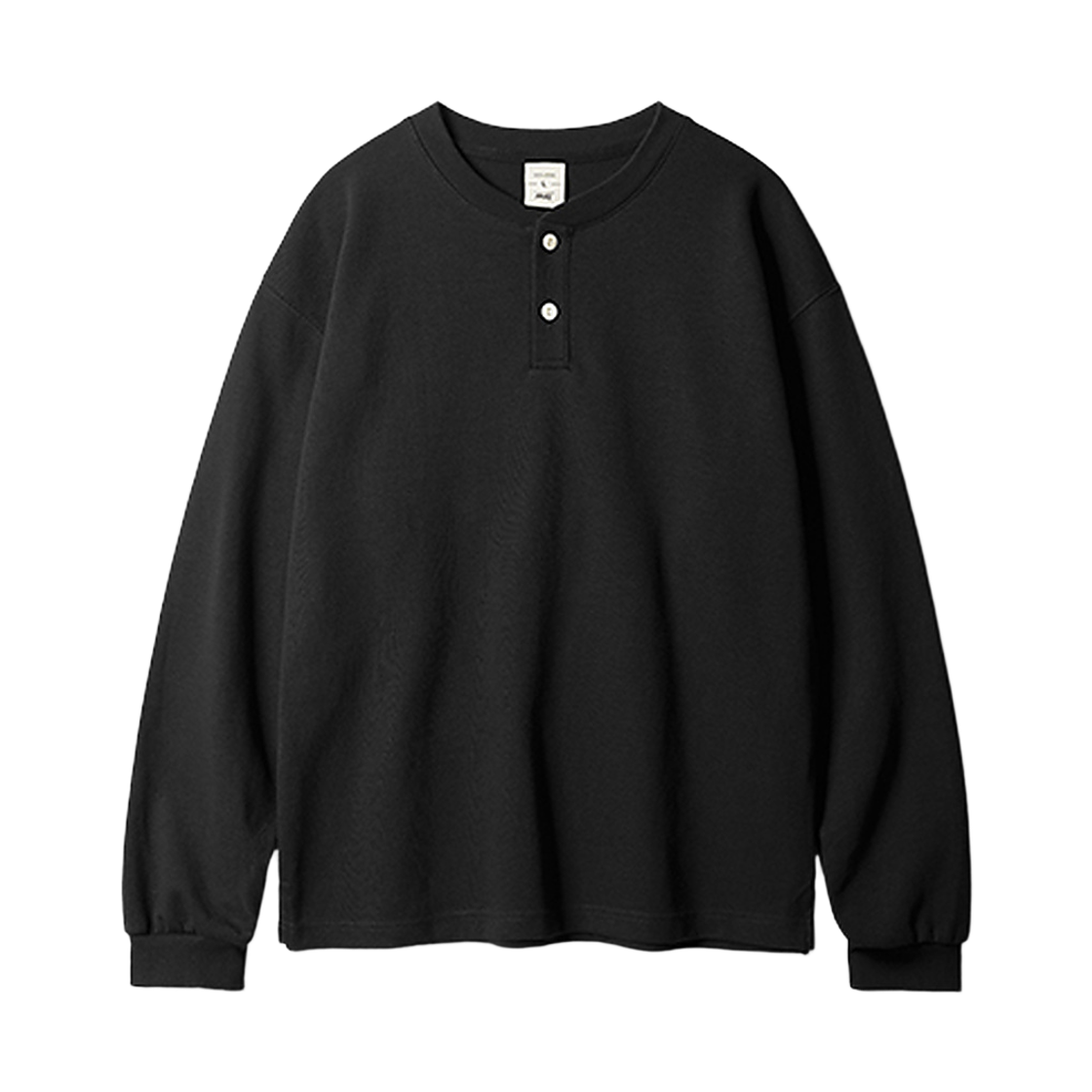 MMLT1595_black_29 FP142 Double Cotton Henley Neck Long Sleeve Black MMLT1595