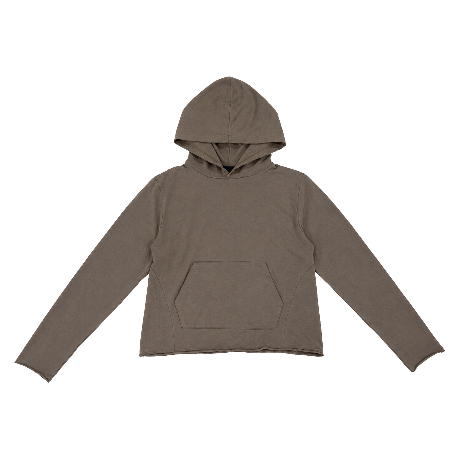 26FWWHD01 SSERPE Soft Skin Raw Cut Washed Crop Hoodie Mocha Beige