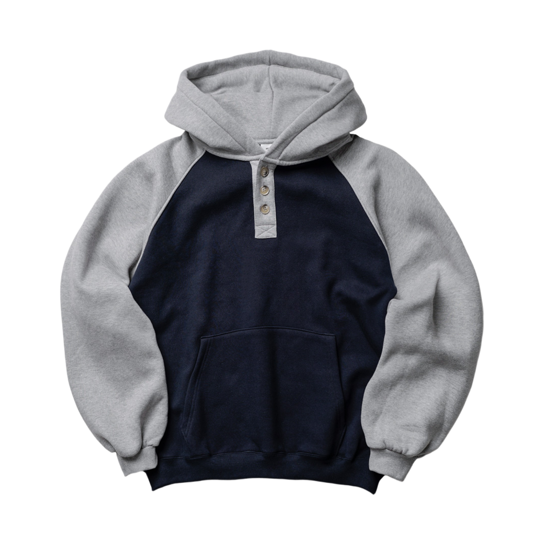 HYHD4652_Darknavy/Gray_291 PERSTEP Nomad Two Tone Button Hoodie Darknavy/Gray HYHD4652
