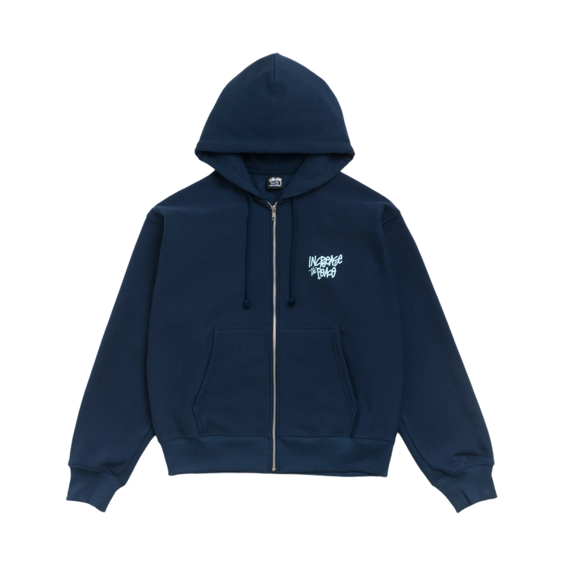 스투시 피스 인크리즈드 집 후드 네이비(Stussy Peace Increased Zip Hoodie Navy) - 2