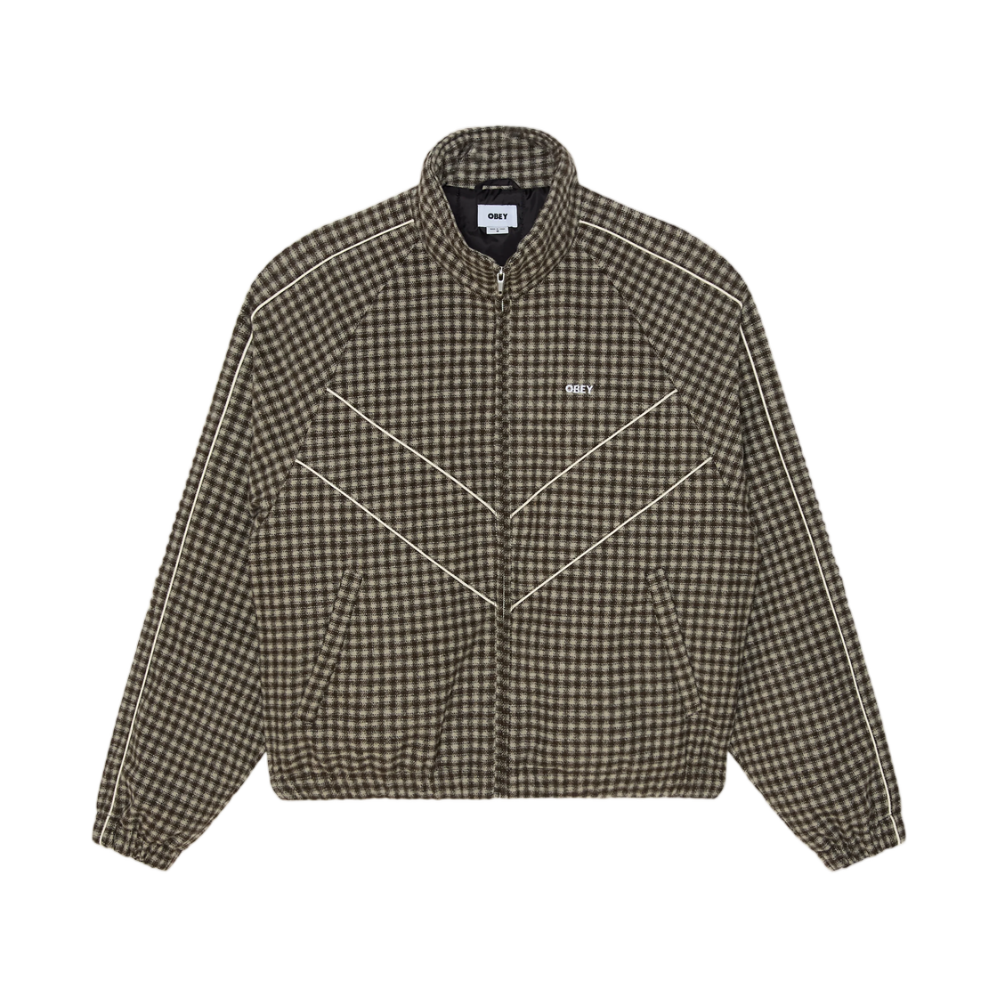 121800632 Obey Leisure Training Jacket Abbey Stone Plaid