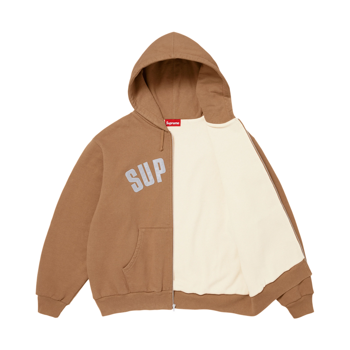 슈프림 아크 써멀 라인드 집업 후드 스웨트셔츠 라이트 브라운 - 26FW(Supreme Arc Thermal Lined Zip Up Hooded Sweatshirt Light Brown - 26FW) - 3