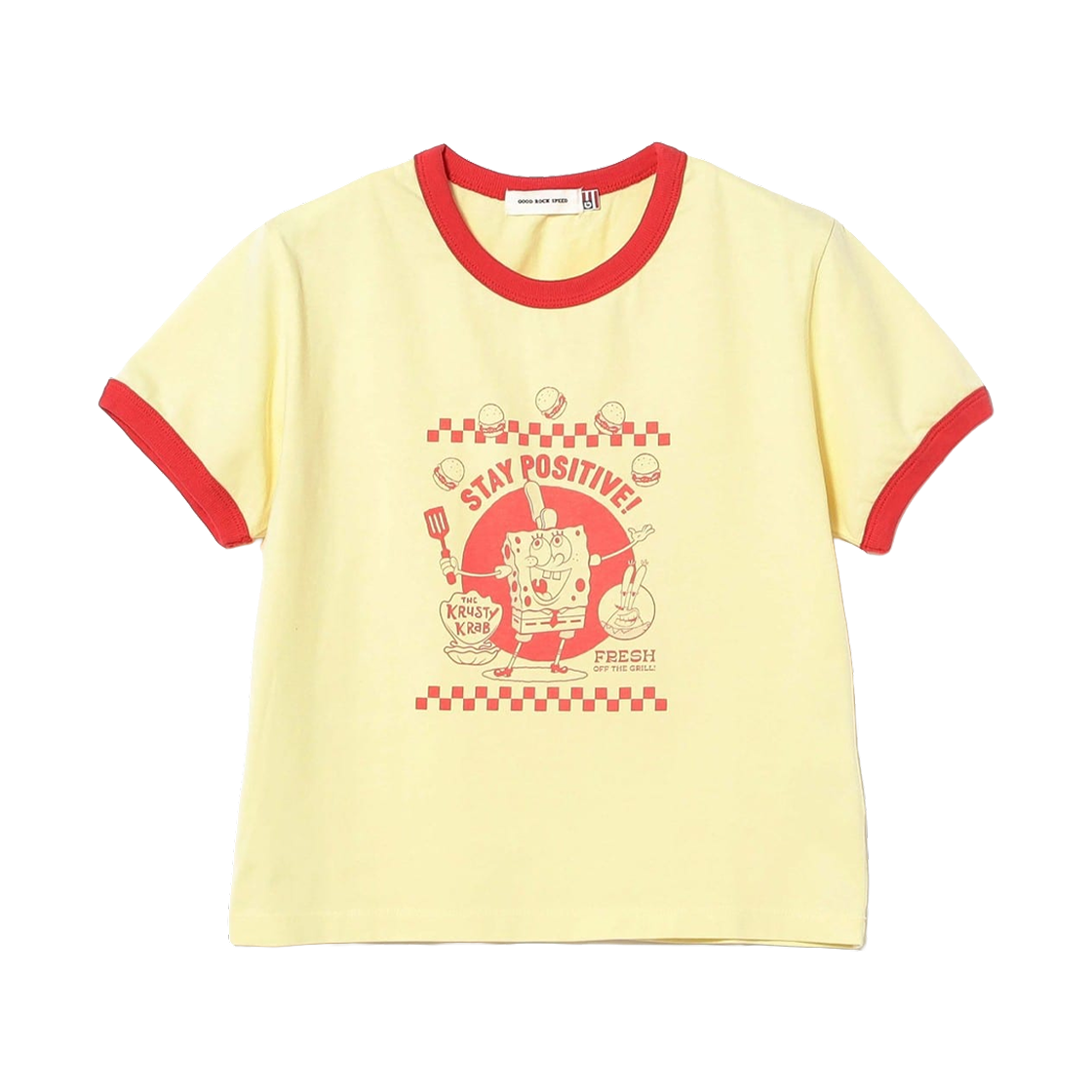 61-04-1627-545 (W) Ray Beams x Good Rock Speed x SpongeBob SquarePants Short Sleeve T-Shirt Yellow
