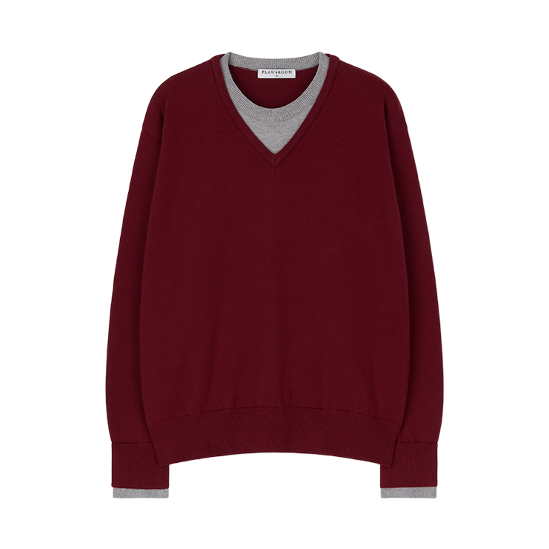 FL2637 Flawsroom Layered Soft V Neck Burgundy