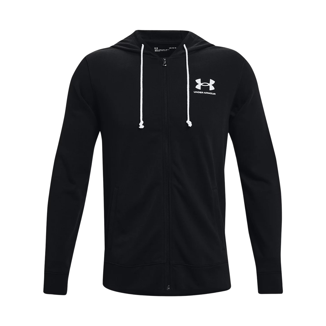1370409-001 Under Armour Rival Terry Full Zip Hoodie Black Onyx White