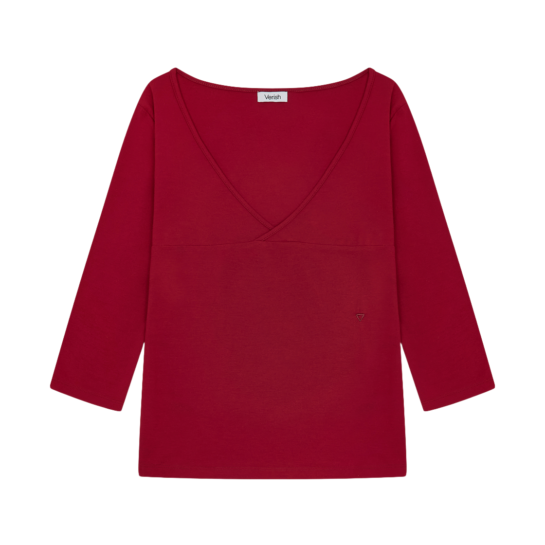 베리시 이즈핏 딥브이넥 하프슬리브 티셔츠 다크 레드(Verish EASE FIT Deep V-Neck Half Sleeve T-Shirt Dark Red) - 1