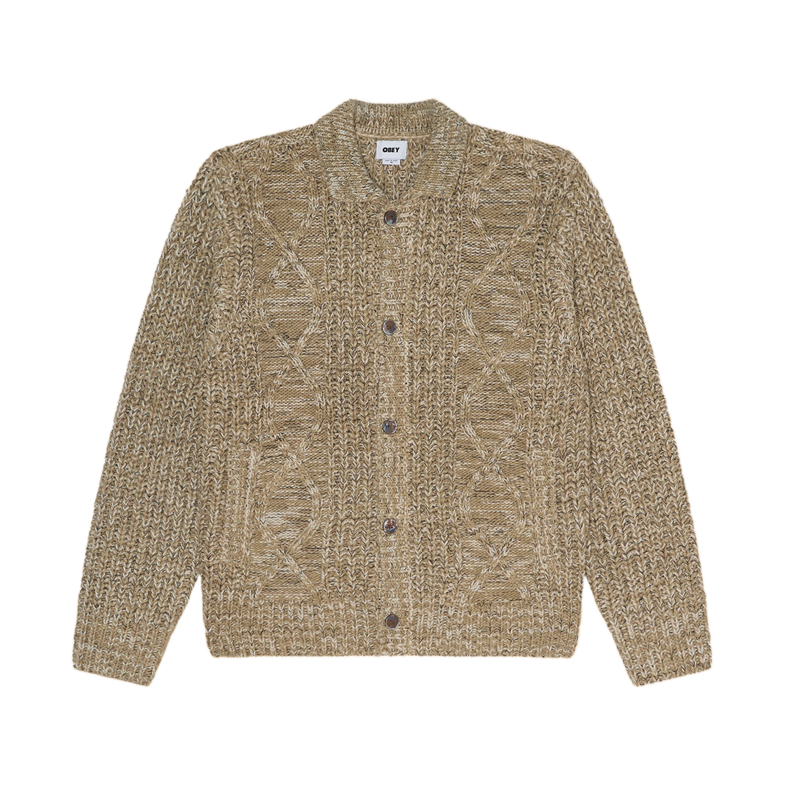 151010048 Obey Isar Button Up Sweater Silver Sage Multi