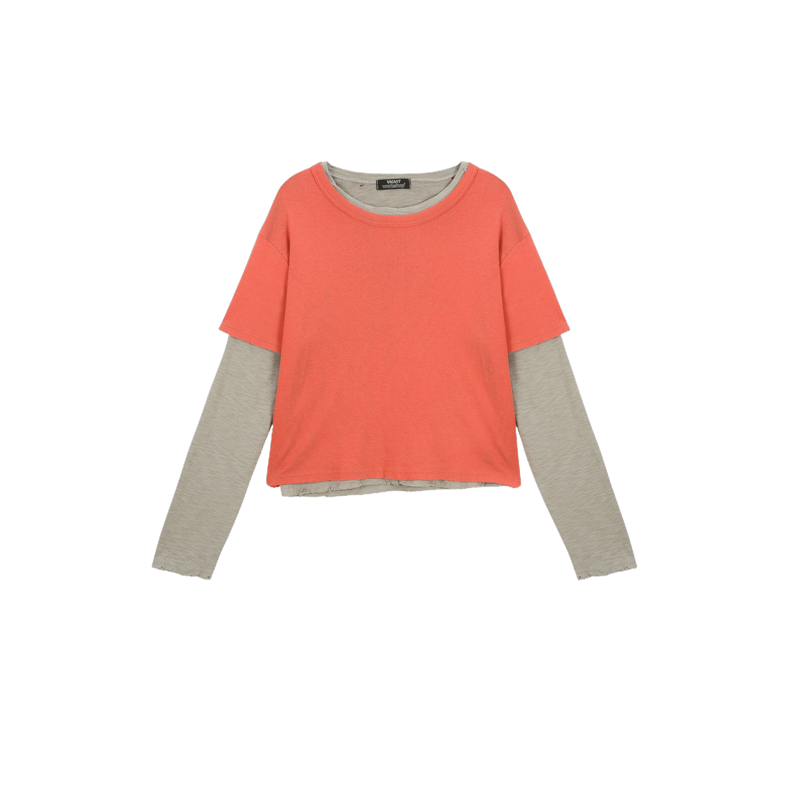 베이컨트 아카이브 남성 워크샵 빈티지 레이어드 티셔츠 세트 (반팔 & 긴팔) 레드(Vacant Archive Men Workshop Vintage Layered T-Shirts Set (Short & Long Sleeve) Red)