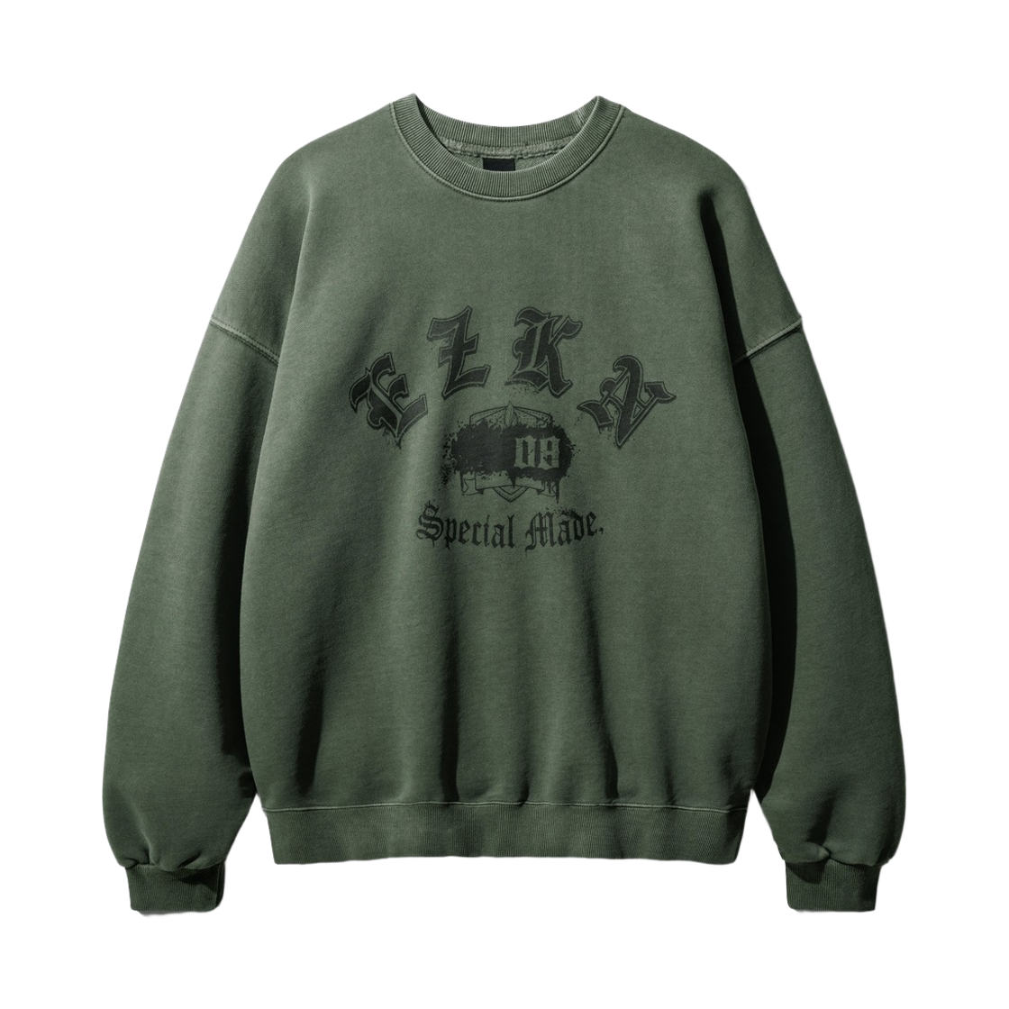 KMMT6747_Khaki_291 EZKATON Bombing Pigment Sweatshirts Khaki KMMT6747
