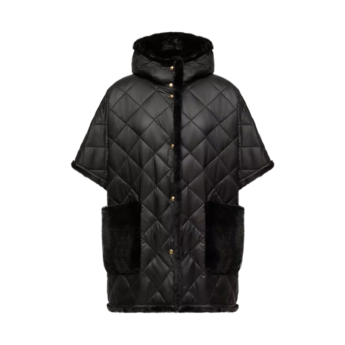 L2-093-3G00032-N0804-999 (W) Moncler Reversible Hooded Cape Black - 26FW