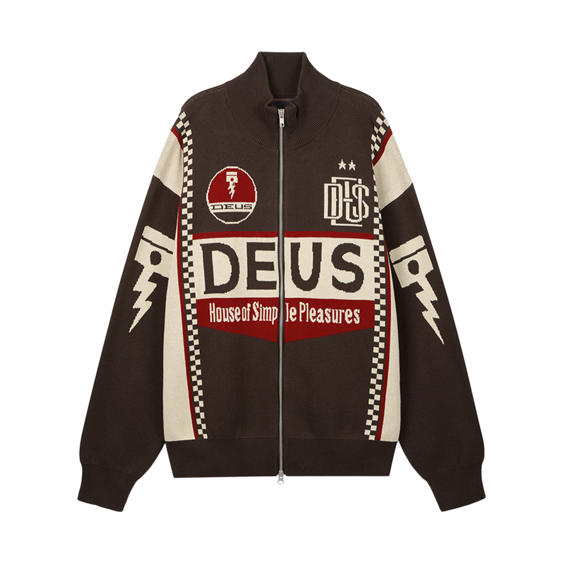 D264UCD220080 [6% 적립] Deus Ex Machina Monte Carlo Moto Zip Knit Cardigan Brown