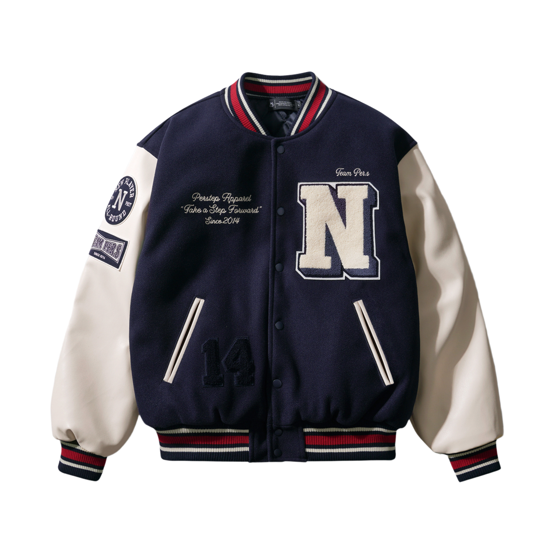 JUOT4536_Navy/Cream_291 PERSTEP Remain Varsity Jacket Navy/Cream JUOT4536