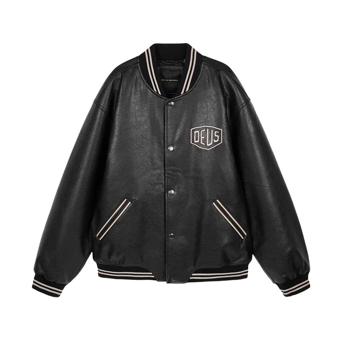[6% 적립] 데우스 엑스 마키나 폭스 레더 바시티 재킷 블랙([6% 적립] Deus Ex Machina Faux Leather Varsity Jacket Black) - 2