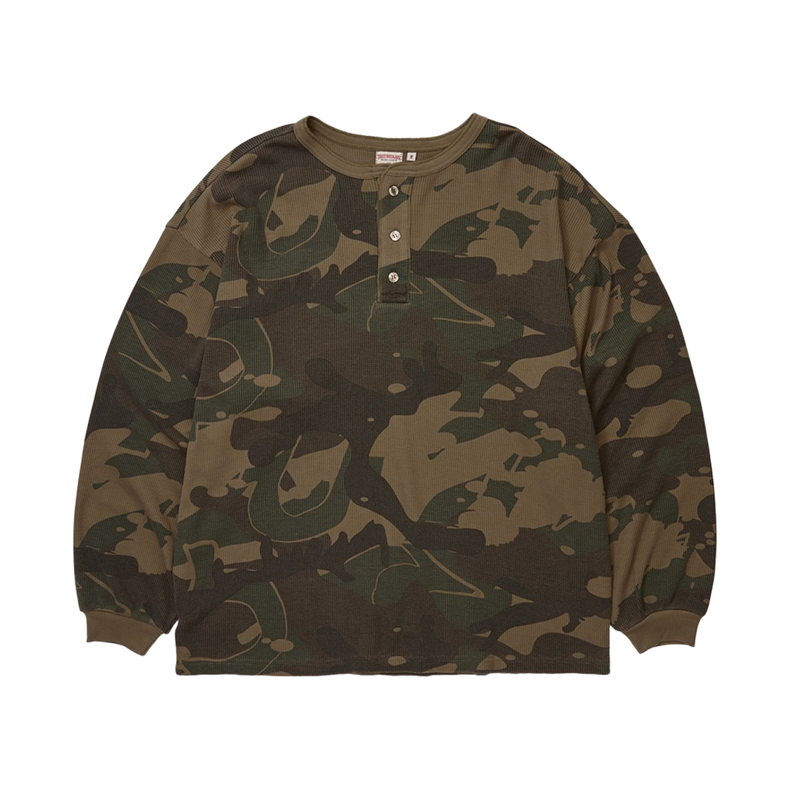 트루릴리젼 워시드 와플 헨리넥 롱슬리브 - 카모(True Religion Washed Waffle Henley Long Sleeve - Camo)
