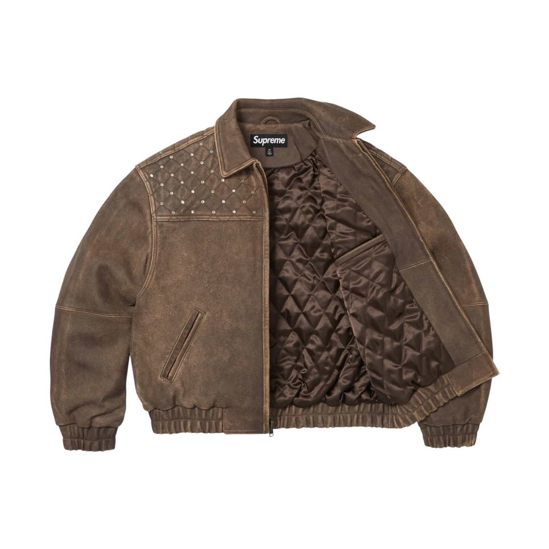 슈프림 스와로브스키 스터드 퀼티드 레더 자켓 브라운 - 26FW(Supreme Swarovski Studded Quilted Leather Jacket Brown - 26FW) - 3