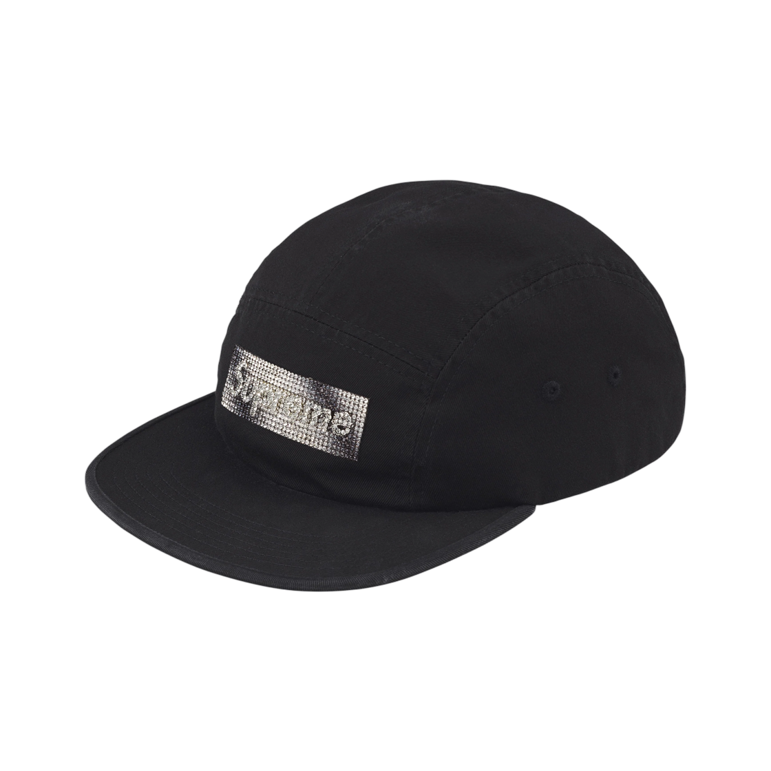 - Supreme Rhinestone Label Camp Cap Black - 26FW
