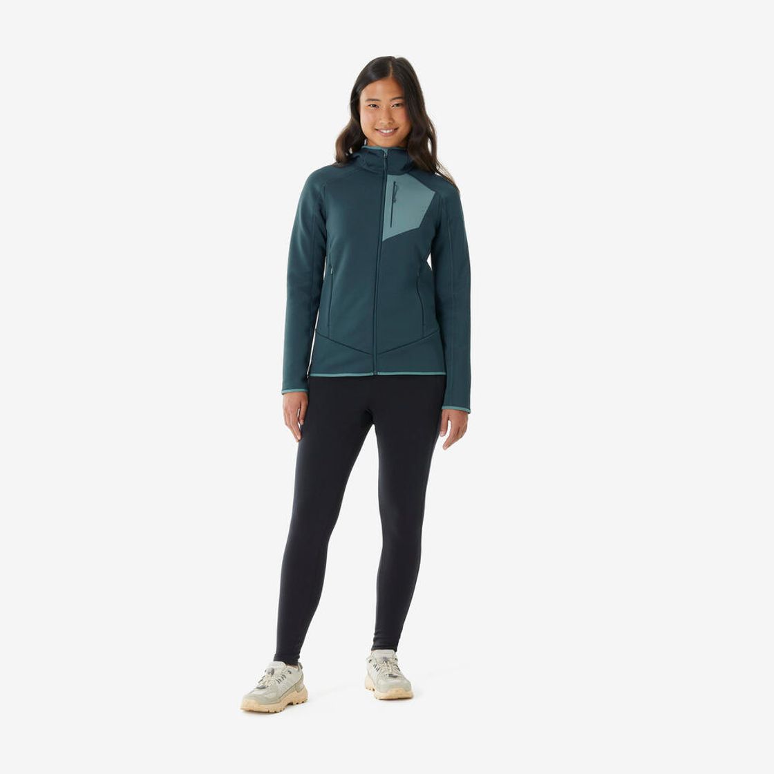 데카트론 여성 등산 플리스 재킷 스트레치 MH500 어비스 그린(Decathlon Women's Hiking Stretch Fleece Jacket MH500 Abyss Green) - 5