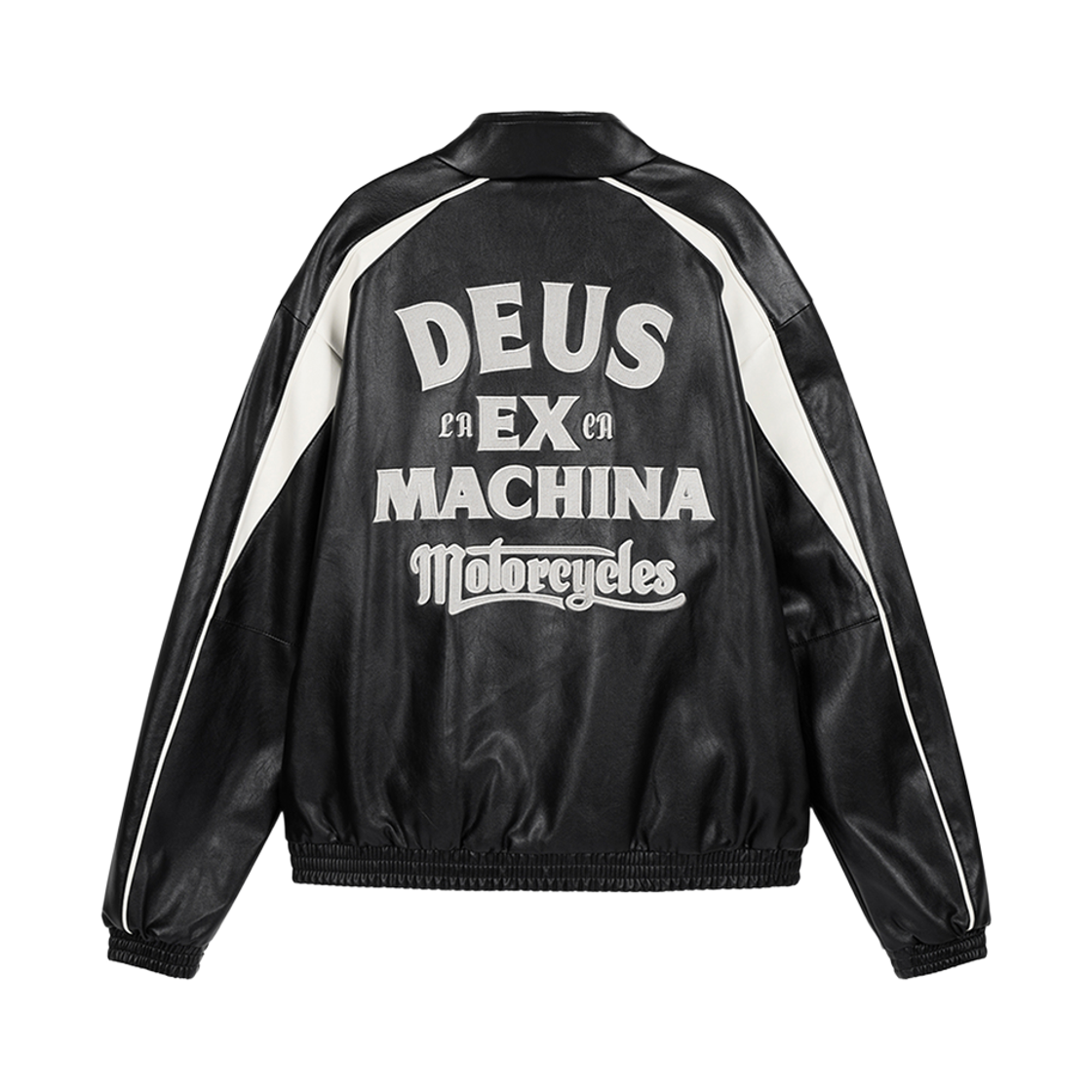 D264UJK295099 [6% 적립] Deus Ex Machina Faux Leather Track Jacket Black